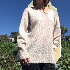 360 Cashmere Cheetah Print V Neck Sweater - image 1